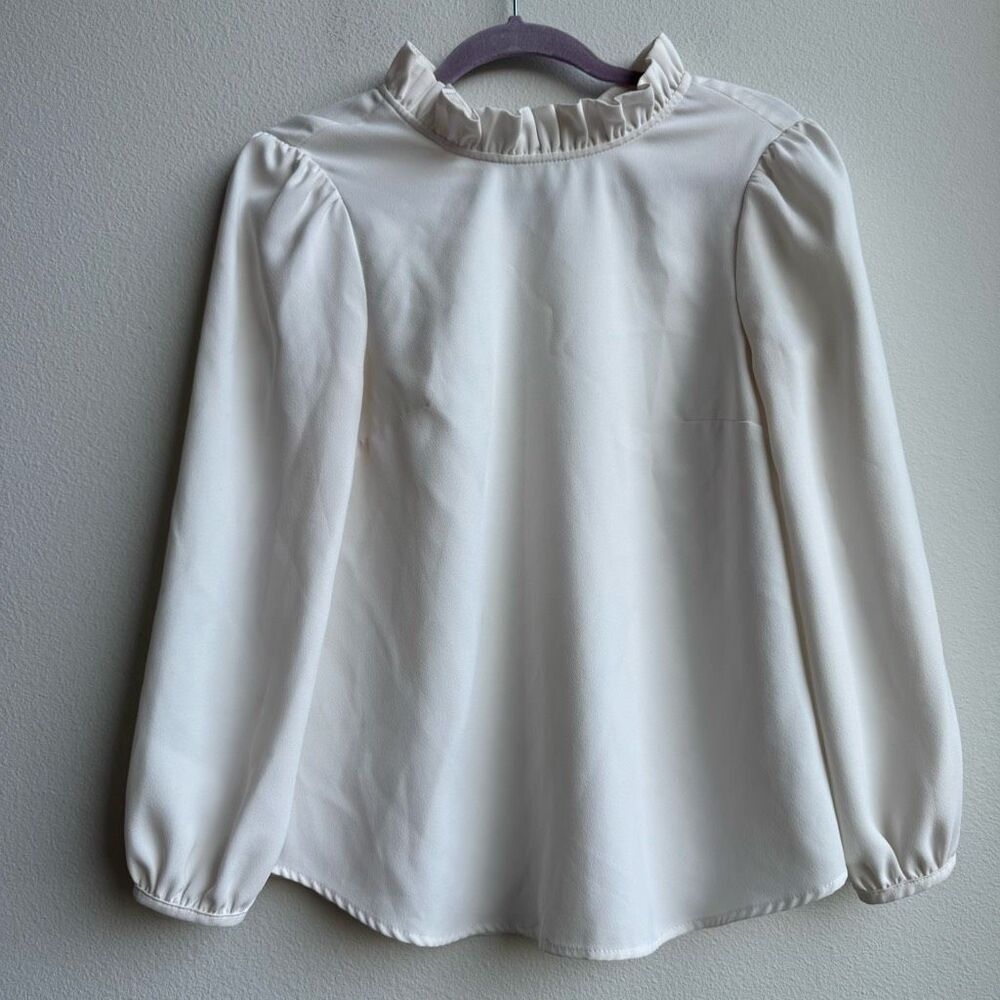 J. Crew Ruffle Trim Long Sleeve Interviewing Office Blouse Size XS